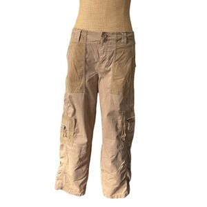 Vintage Abercrombie & Fitch Cargo Pants Khaki Y2k Wide Leg Baggy 2000s Grunge s6